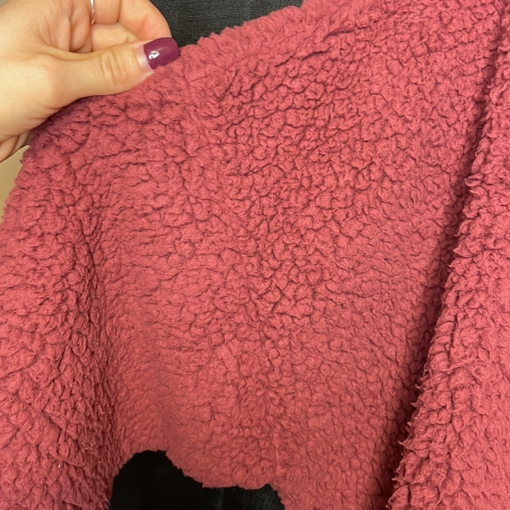 NWOT Aerie Dream Sherpa Quarter Zip Sweatshirt - Brick Stone - Size Large - Picture 8 of 15